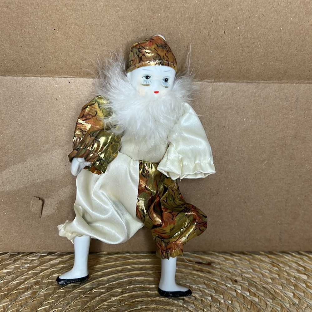 Vintage Ceramic Face Porcelain Jester Clown Doll 6.5” Height